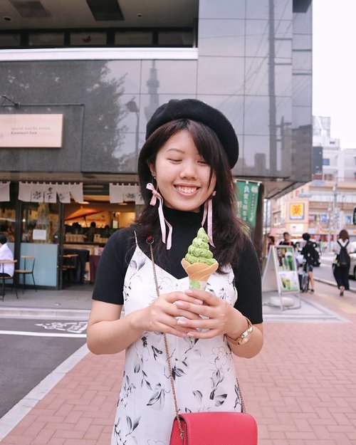 Ice cream is always a good idea. 🍦🍵🍦.Posted a new blogspot about things you should be eating when in Tokyo 🙌❤. Its a very brief visit so it contains only a couple of things, but head over to my blogs to know what i eat during my 48hours Tokyo experience 🗼🏯💕..Wearing @stradivarius hat | @thetitania.official2 earrings | @theclosetlover jumpsuit | @somethingborrowed_official watches.....#matcha #foodblogger #icecream #whenintokyo#coffeeshop #restaurant #coffeeshoptokyo #café#wiw #whatiwear #outfitoftheday #lookoftheday#handsinframe #currentmood #currentlywearing  #whatiworetoday  #instalook  #fashion #lookbook #fashionblogger #ootd  #everydaylook #style #blogger #fashions #clozette #clozetteid