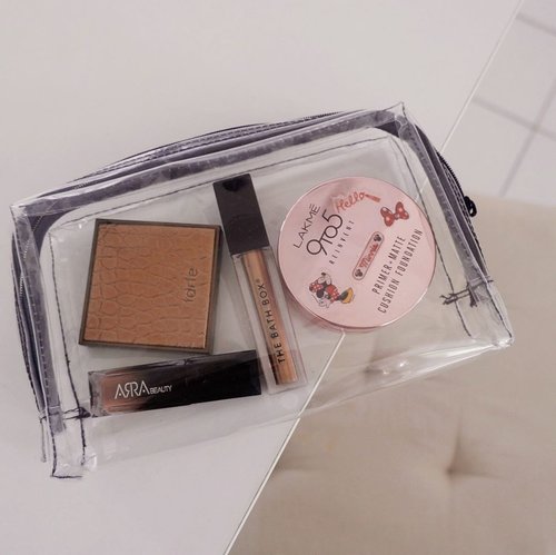 Current favorites make-up to go. Im not a cushion kind of person but this one got me loveeee also because it the limited edition with minnie mouse sticker hehe-Almost my current fave is local proud. I like! 💕-#makeupproducts #beautybloggerindonesia #clozetteid