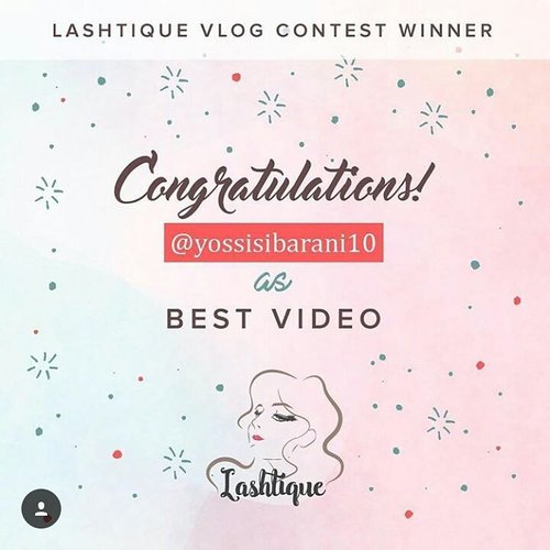 (1/1)
For the first time I win " Best Video " vlog competition held by lashtique indonesia.
Thanks lashtique. .
.
.
.
처음으로 나는 lastique 인도네시아에 의해 조직 된 vlog 경쟁에서 이겼다.

감사합니다 lashtique, .
.
.
.
사란 하에요 @lashtiqueid ❤.
#LashtiqueVlogContest #LashtiqueID #Win #VlogCompetition #Bblogger #Bbloggers #Vlogger #vloggers #BeautyVlogger