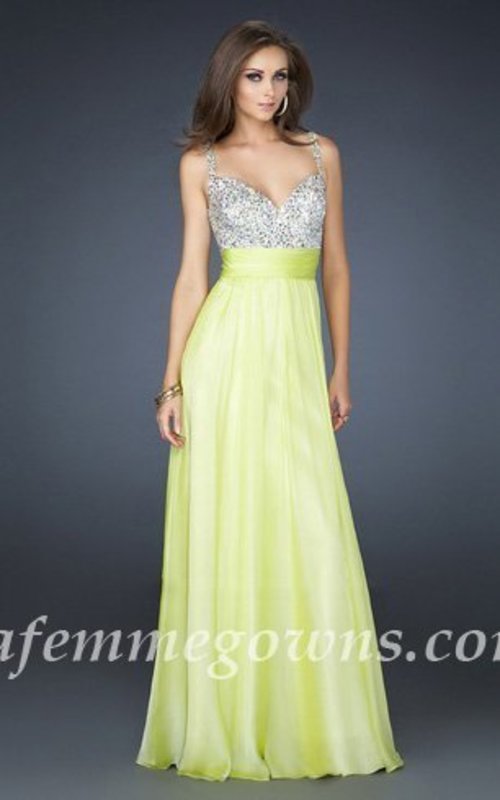  This gorgeous jeweled encrusted Dress Featuring Thin Straps, The beautiful heart-shaped bodice is encrusted with jewels, and a gorgeous chiffon A-line skirt finishes the look. If pink, Light Lime, is not your color, the dress is also available in several other colors. This is just the dress for the girl who wants to look sensational at prom. This is the perfect prom or special occasion dress that will be sure to get you noticed! Ensure your special night will be one you'll never forget. 
 
 
Size: Standard Size or Custom Made Size
Closure: Zipper
Details: Jewel Encrusted Bodice, Layered Skirt, A-Line skirt
Fabric: Chiffon 
Length: Floor Length
Neckline: Heart-Shape, Slim Straps
Waistline: Empire Waist
Color: Light Lime
Tag: Sequin, A-line, Thin Straps, Light Lime, Long, Homecoming Dresses, La Femme 16802