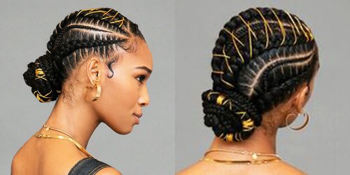 Um, This Braided Bun With Gold Stitching Is Definitely the Next Style You Need to Try