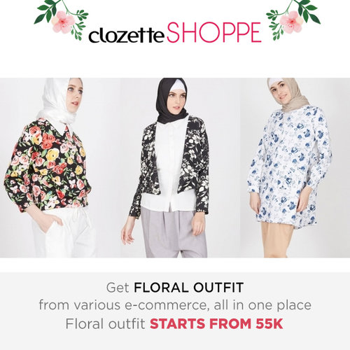 Outfit bermotif floral akan membuatmu tampil lebih feminin dan romantis. Belanja produk fashion dan aksesoris dengan sentuhan nuansa floral dari berbagai e-commerce site MULAI 55K di #ClozetteSHOPPE!  http://bit.ly/29sRXth