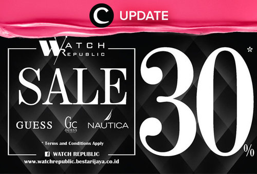 Sedang cari kado untuk teman atau diri sendiri? Beli jam tangan di Watch Republic aja dengan harga spesial diskon 30% hingga 30 Mei 2016! Jangan lewatkan info seputar acara dan promo dari brand/store lainnya di sini http://bit.ly/ClozetteUpdates