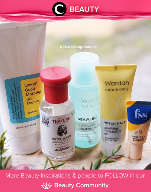 Clozetter @monicaagustami menerapkan basic skincare untuk morning skincare routine-nya yang hanya terdiri dari cleansing, toning, moisturizing, dan protecting. Bagaimana denganmu, Clozetter? Simak Beauty Update ala clozetters lainnya hari ini di Beauty Community. Yuk, share produk favorit dan makeup look kamu bersama Clozette.