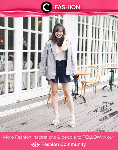 Sleek outfit inspiration with blazer and short pants. Simak Fashion Updates ala clozetters lainnya hari ini di Fashion Community. Image shared by Clozette Ambassador: @jeanmilka. Yuk, share gaya andalan kamu bersama Clozette.