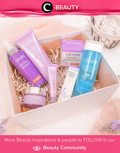 Sudah coba rangkaian Clinelle WhitenUp Brightening Series? Mengandung ekstrak Japanese Purple Rice, Bunga Daisy, dan Vitamin C, rangkaian ini hadir untuk mengembalikan tekstur kulit, mencerahkan, sekaligus meratakan warna kulit. Image shared by Clozetter @chacaatmika. Simak Beauty Update ala clozetters lainnya hari ini di Beauty Community. Yuk, share produk favorit dan makeup look kamu bersama Clozette.