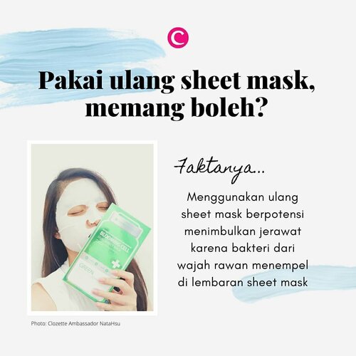 Siapa yang suka pakai ulang sheet mask karena sayang dengan essence yang masih tersisa di kemasan? Sayangnya, hal itu dapat memicu jerawat, lho. Jadi jangan diulangi lagi ya Clozetters. Tenang, kita kasih tips juga kok supaya sisa-sisa essence sheet mask yang berharga enggak terbuang sia-sia. Swipe left :)
​.
​​#ClozetteID #ClozetteXCoolJapan #ClozetteIDCoolJapan #sheetmask #skincarefacts #skincaremyth #tipsskincare #sheetmasktips #saborinosheetmask #lululunsheetmask