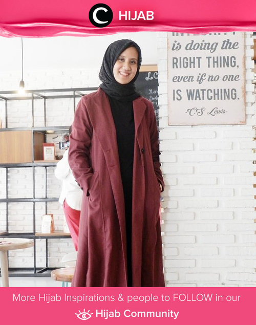  "Put your long coat and get stylish!", said Clozetter @Inkaparamita, and we do agree with her! Simak inspirasi gaya Hijab dari para Clozetters hari ini di Hijab Community. Yuk, share juga gaya hijab andalan kamu.  