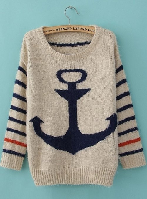  Anchor Print Mohair Sweater