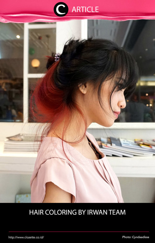 ClozetteCrew Cyndaadissa mencoba hair coloring untuk pertama kalinya di Irwan Team Hair Design Mall Pantai Indah Kapuk. Kira-kira bagaimana hasilnya? Baca cerita selengkapnya di http://bit.ly/2gRfQds. Simak juga artikel menarik lainnya di Article Section pada Clozette App. 