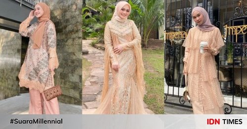 10 Ragam Baju Kondangan Hijab Warna Peach, Nampak Segar di Pesta!