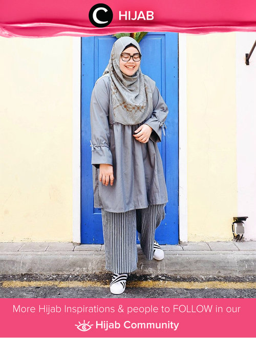 Greyish-blue tone #OOTD. Simak inspirasi gaya Hijab dari para Clozetters hari ini di Hijab Community. Image shared by  Clozette Ambassador @indahRP. Yuk, share juga gaya hijab andalan kamu