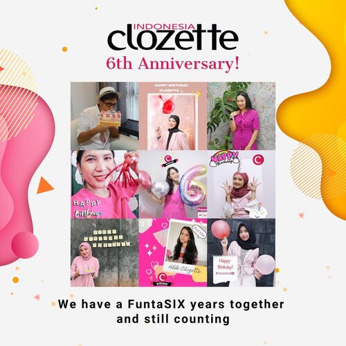 Yay, Clozette Indonesia turns 6 today! Thank you Clozetters for bringing so much joy and happiness to our community!Berbeda dari tahun-tahun sebelumnya, dalam rangka merayakan ulang tahun kali ini, Clozette Indonesia mengadakan online event bertajuk 'Preloved for Love' yang bertujuan untuk berbagi kebahagiaan bersama kamu sekaligus berdonasi kepada sesama melalui @dompetdhuafaorg . You can shopping for a good cause thru our birthday celebration!Can't wait to see what our new chapter has in store for us. We have a FuntaSIX years together and still counting! Apa harapanmu di ulang tahun Clozette Indonesia kali ini, Clozetters? Tulis di kolom komentar, ya! #ClozetteID