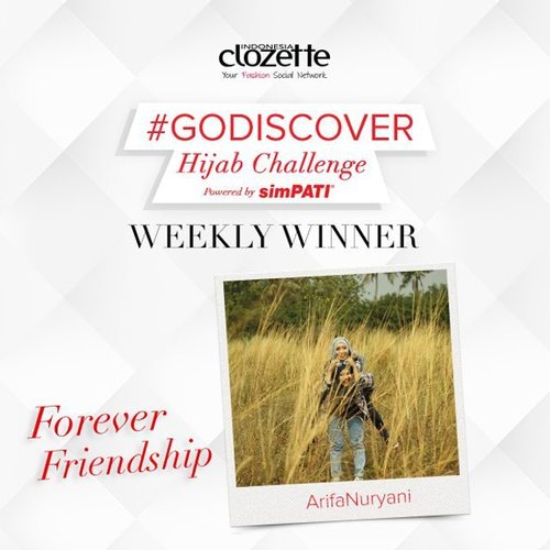 SELAMAT kepada Clozetter @ArifaNuryani!!! Kamu memenangkan tantangan minggu keempat #GoDiscover Hijab Challenge dalam tema #ForeverFriendship. Kirimkan data dirimu (Nama, Alamat, No.Hp, scan KTP) ke hello@clozette.co. Konfirmasi kami terima selambatnya sebelum tanggal 11 Agustus 2015. 
Sekali lagi, selamat, ya!! Dan bagi Clozetters lainnya, ikuti tantangan Hijab Challenge minggu ini dalam tema #TheTouchOfRed. Kamu pun masih berkesempatan memenangkan hadiah perjalanan UMROH! ;) Klik link pada bio Instagram kami untuk mengikuti. 
#ClozetteID #hijabstyle #hijaboftheday #hijabfashion #hijabootdindo #hijaboftheworld #hijaboftheday