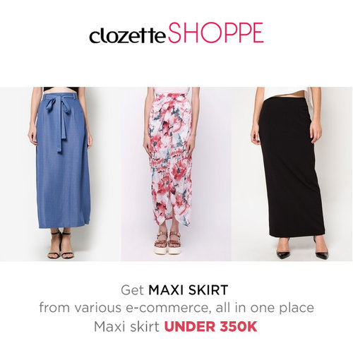 Padu padan atasan slim fit dengan maxi skirt membuat penampilan kamu terlihat modis dan feminin. Belanja maxi skirt DI BAWAH 350K dari berbagai ecommerce site via #ClozetteSHOPPE!     http://bit.ly/2asRV0L