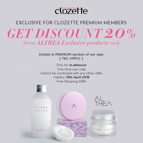 Try new Althea Exclusive Products and get 20% discount exclusive for Clozette Premium Members #ClozetteID #AltheaKorea