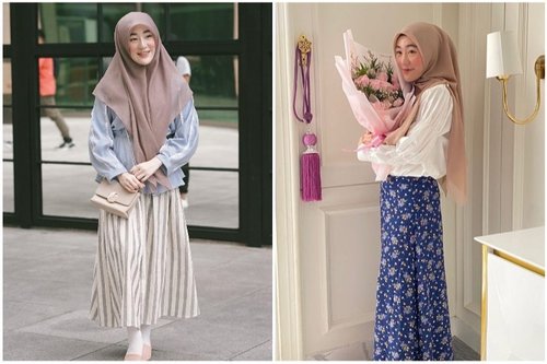 Inspirasi 5 Outfit Hijab Rok Larissa Chou Yang Sopan Dan Feminin