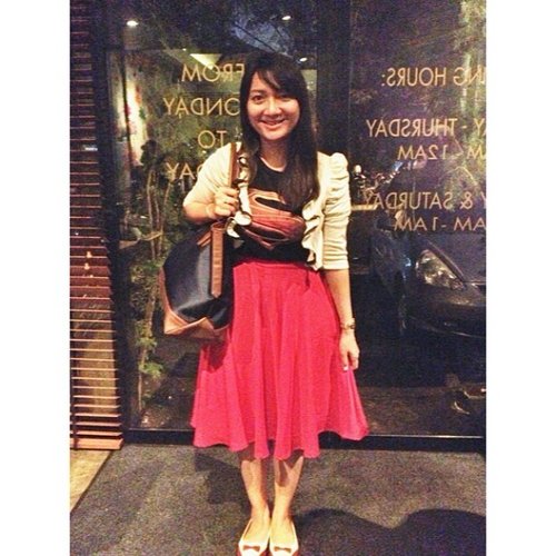 Yesterday's outfit. #fashion #clozetteid #skirt #red
