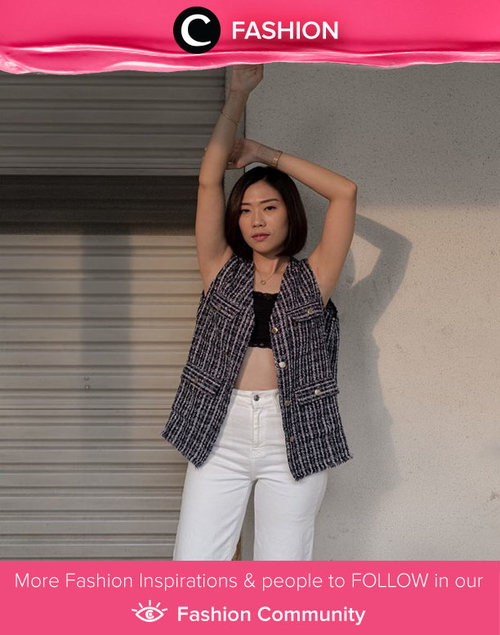 This tweed vest is a fail-safe option when you want to show some skin on a sunny day! Inspired by Clozette Ambassador @janejaneveroo. Simak Fashion Update ala clozetters lainnya hari ini di Fashion Community. Yuk, share outfit favorit kamu bersama Clozette.
