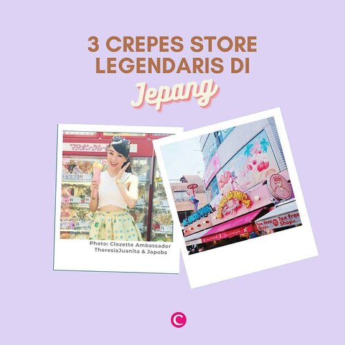 Did you know? Crepes merupakan salah satu dessert paling favorit di Jepang, dan telah ada sejak tahun 1970-an, lho! Di Takeshita Street, Clozetters bisa menemukan banyak crepes yang menarik untuk dicoba, namun ada 3 toko crepes legendaris yang antriannya nggak pernah sepi dari dulu hingga sekarang. Dengan topping yang beragam untuk rasa asin atau manis, ketiga toko ini mempunyai varian hingga 100 jenis! Ada yang sudah pernah coba? Share yuk di kolom komentar.​.​📷 @japobs @theresiajuanita @marion.eats @silkycream @eating_for_the_gram @casscraves @carnetlunaire @tomotomo._​#ClozetteID #ClozetteIDCoolJapan #ClozetteXCoolJapan #MarionCrepes #AngelsHeartCrepes #SantaMonicaCrepes #TakeshitaStreet #Harajuku