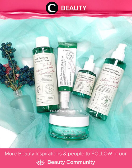 Kamu yang acne-prone bisa mencoba rangakaian skincare dari AXIS-Y berikut ini. Terdiri dari gel cleanser, ampoule, serum, toner, dan cream yang dipercaya dapat memperbaiki skin-barrier kamu. Image shared by Clozette Ambassador @MOMONIND. Simak Beauty Update ala clozetters lainnya hari ini di Beauty Community. Yuk, share produk favorit dan makeup look kamu bersama Clozette.