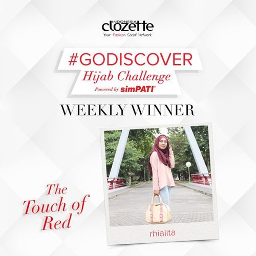 SELAMAT kepada Clozetter @rhialita!!! Kamu memenangkan tantangan minggu kedelapan #GoDiscover Hijab Challenge dalam tema #TheTouchOfRed. Kirimkan data dirimu (Nama, Alamat, No.Hp, scan KTP, serta Nomor SIMPATI kamu) ke hello@clozette.co. Konfirmasi kami terima selambatnya sebelum tanggal 30 Agustus 2015.  Sekali lagi, selamat, ya!! Bagi peserta lain, tetap stay tune di akun social media ClozetteID ya, siapa tahu kamu adalah pemenang hadiah utama Hijab Challenge kali ini!  #ClozetteID #hijabstyle #hijaboftheday#hijabfashion #hijabootdindo#hijaboftheworld #hijaboftheday