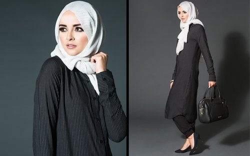  Workwear Wardrobe| Pinstripe Shirt Dress|Mono Polka Chiffon Silk Hijab

