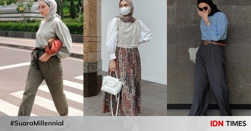 Inspirasi Puff Sleeve Top dengan Hijab, Auto Jadi Ko Moon Young
