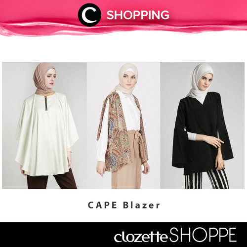 Hijabers, CAPE blazer bisa kamu gunakan untuk tampil modis dan simpel saat pergi ke kantor. Padukan dengan culottes atau pencil skirt untuk memperoleh tampilan yang sophisticated dan chic. 

Di #ClozetteSHOPPE kamu bisa belanja online aneka jenis CAPE blazer untuk melengkapi koleksimu! KLIK: http://bit.ly/1RTCuzr