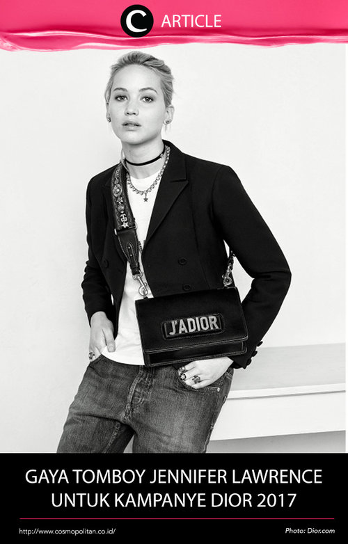Jennifer Lawrence membintangi iklan terbaru Dior untuk mempromosikan koleksi Fall 2017 oleh Maria Grazia Chiuri. Ada yang berbeda, Jennifer Lawrence memperlihatkan gaya tomboy, namun tetap menarik perhatian. Baca selengkapnya di http://bit.ly/2nKEj8O. Simak juga artikel menarik lainnya di Article Section pada Clozette App.
