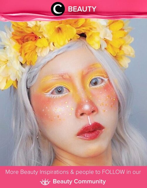 Throwback to Clozetter @ladies_journal version of fairy nymph makeup. The yellow flower crown made the look even more powerful. Simak Beauty Update ala clozetters lainnya hari ini di Beauty Community. Yuk, share juga beauty look kamu bersama Clozette.