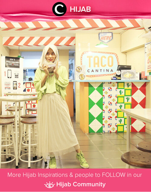 Green top and pleated skirt can easily look really dressed up. Completed this look with sneaker. Simak inspirasi gaya Hijab dari para Clozetters hari ini di Hijab Community. Image shared by Star Clozetter: rimasuwarjono. Yuk, share juga gaya hijab andalan kamu bersama Clozette.