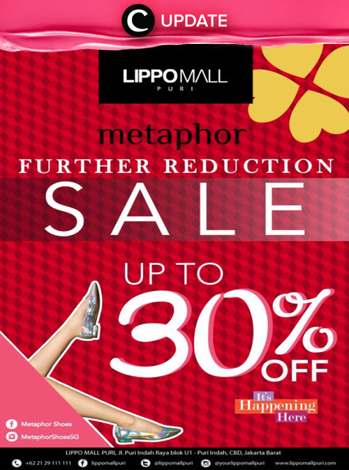 Koleksi sepatu Metaphor lagi diskon hingga 30%! Jangan lewatkan info seputar acara dan promo dari brand/store lainnya di sini bit.ly/ClozetteUpdates