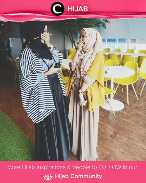 The sweetest thing of friendship is share tears and laughs, no matter what your condition. Simak inspirasi gaya di Hijab Update dari para Clozetters hari ini di Hijab Community. Image shared by Clozetter: kissmerva. Yuk, share juga gaya hijab andalan kamu bersama Clozette.