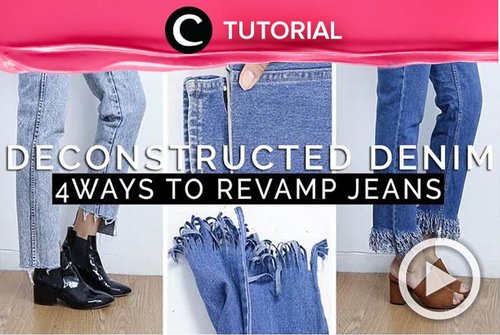 Make your old jeans even cooler than your new ones! Check the tutorial here: http://bit.ly/2kJ3Im3. Video ini di-share kembali oleh Clozetter @aquagurl. Lihat juga tutorial menarik lainnya di Tutorial Section.
