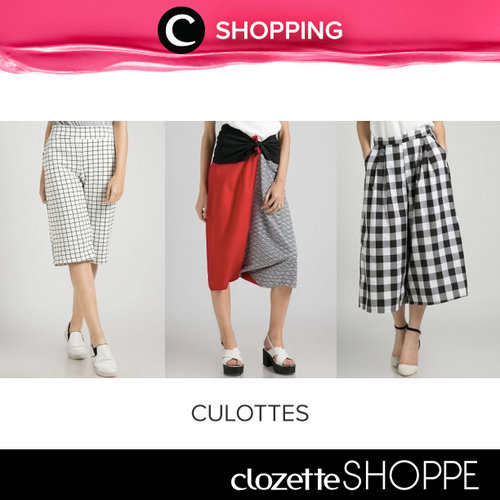 Culottes masih jadi fashion item yang diminati tahun ini. Kamu bisa temukan inspirasi OOTD menggunakan culottes di #ClozetteSHOPPE dan belanja online culottes yang kamu sukai. Yuk belanja di: http://bit.ly/1Uy5H54