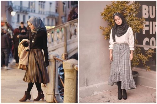 7 OOTD Hijab Rok Midi Agar Terlihat Kurus Dan Tinggi