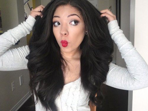 My Big Glam Waves/Curls with a Flat Iron Tutorial - YouTube
