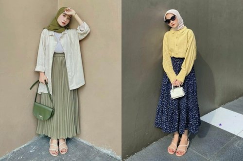 7 Gaya Simpel Padu Padan Rok Panjang Untuk Hijaber Yang Fashionable
