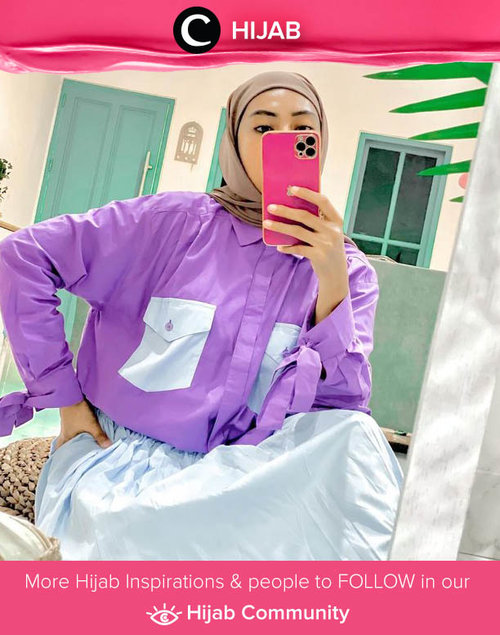 Penggemar warna-warna cerah, mana suaranya? Kamu bisa meniru style Clozetter @zilqiah dengan memadupadan warna powder blue dan lilac yang ceria. Simak inspirasi gaya Hijab dari para Clozetters hari ini di Hijab Community. Yuk, share juga gaya hijab andalan kamu.