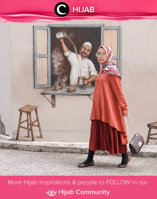 Clozetter @fillyawie rocks her terra cotta look. Love it! Simak inspirasi gaya Hijab dari para Clozetters hari ini di Hijab Community. Yuk, share juga gaya hijab andalan kamu.