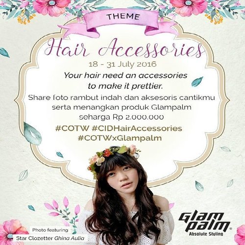 Menangkan produk Glampalm senilai 2 juta rupiah dengan share foto rambutmu saat menggunakan aksesoris favorit! Cek di sini http://bit.ly/mekanismecotw#ClozetteID #ClozettexGlampalm #CIDHairAccessories