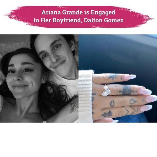 Kabar bahagia kali ini datang dari Ariana Grande, penyanyi pop berusia 27 tahun ini mengumumkan telah bertunangan dengan the luxury real estate agent & juga sebagai kekasihnya, Dalton Gomez dengan memposting cincin berlian yang disematkan di jari manis di akun IG pribadinya.Psst, ternyata cincin berlian tersebut menjadi sorotan netizen, nih! Harganya dikabarkan bernilai $350 ribu atau nyaris Rp5 miliar, lho!✨Once again, Congratulations @arianagrande & her fiancé!😍 📷 @arianagrande #ClozetteID