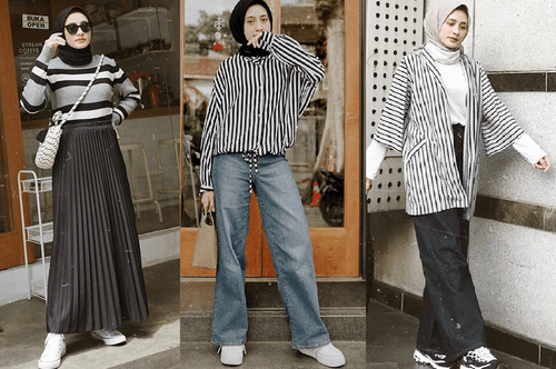 8 Model Fashion Striped Selebgram Hijab yang Kece & Kekinian! - Cewekbanget.Grid.ID