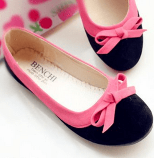 Pink Black Flat Shoes