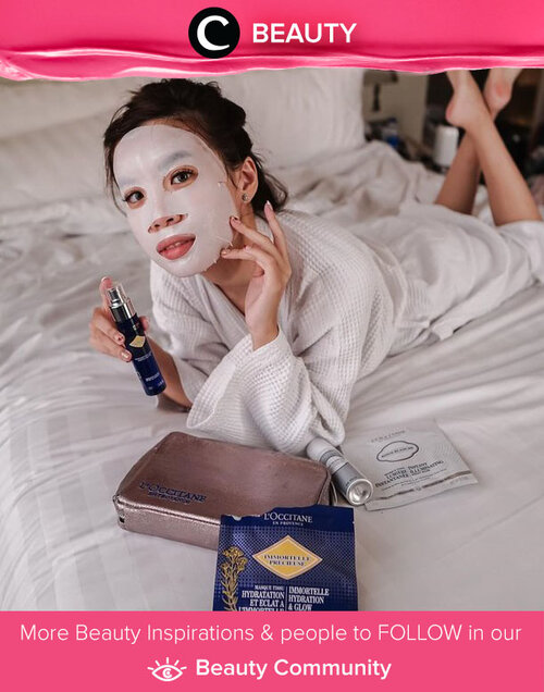 Quick skin booster ala Clozette Ambassador @steviiewong: L'Occitane Immortelle Hydration & Glow Sheet Mask. Simak Beauty Update ala clozetters lainnya hari ini di Beauty Community. Yuk, share produk favorit dan makeup look kamu bersama Clozette.