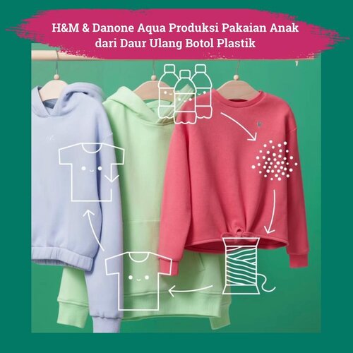 From bottles to fashion! H&M berkolaborasi dengan Danone-Aqua untuk memproduksi pakaian anak-anak dari daur ulang botol bekas. Mulai dari mengumpulkan botol plastik bekas, dipilih, dibersihkan, dan diproses menjadi serat poliester.

Produk ini salah satu inisiatif bottle2fashion dalam campaign Cleaning-Up fot the Future. Bottle2fashion adalah bentuk kemitraan Danone-AQUA dan H&M Indonesia untuk memperkenalkan proses produksi yang sirkular dengan memanfaatkan botol plastik bekas sebagai bahan baku berkelanjutan. 

Penasaran dengan sustainable fashion koleksi mereka? Cek website id.hm.com, ya!

📷id.hm.com

#ClozetteID