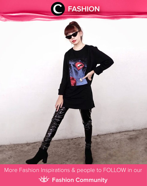 Clozette Ambassador @steviiewong challenged her inner punk by  wearing black metallic pants! Simak Fashion Update ala clozetters lainnya hari ini di Fashion Community. Yuk, share outfit favorit kamu bersama Clozette.