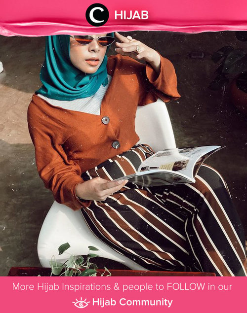 Star Clozetter @Fazkyazalicka tampil chic dengan warna terracotta dan emerald green. Simak inspirasi gaya Hijab dari para Clozetters hari ini di Hijab Community. Yuk, share juga gaya hijab andalan kamu.  