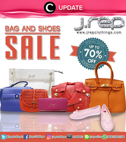 J.Rep bag & shoes sale up to 70% off hingga 9 Oktober 2016. Jangan sampai kelewatan, ya! Jangan lewatkan info seputar acara dan promo dari brand/store lainnya di Updates section.